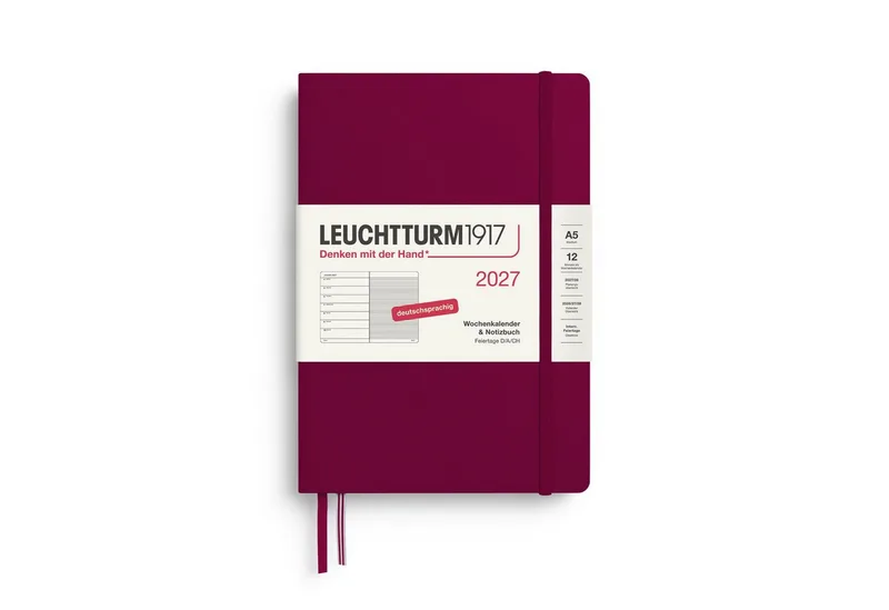 Taschenkalender Wochenkalender 2027 & Notizbuch Medium A5 Hardcover Port Red by Leuchtturm1917 in Red – product photo