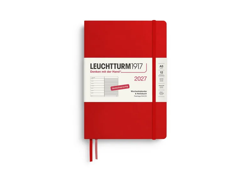 Taschenkalender Wochenkalender 2027 & Notizbuch Medium A5 Hardcover Cherry by Leuchtturm1917 in Red – product photo