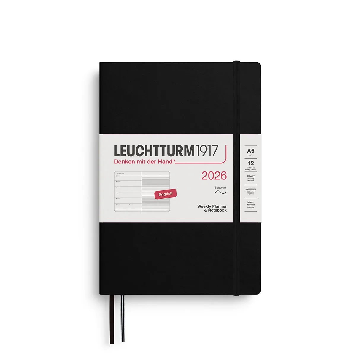 Weekly Planner&Notebook - A5 - 12 maanden - 2026 - Softcover fra Leuchtturm1917 i Sort – produktbillede