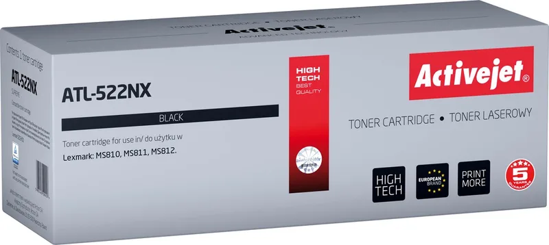 ActiveJet ATL-522NX Toner voor Lexmark-printer; Lexmark 52D2H00 vervanging; Opperste; 25000 pagina's; by Lexmark in Black – product photo