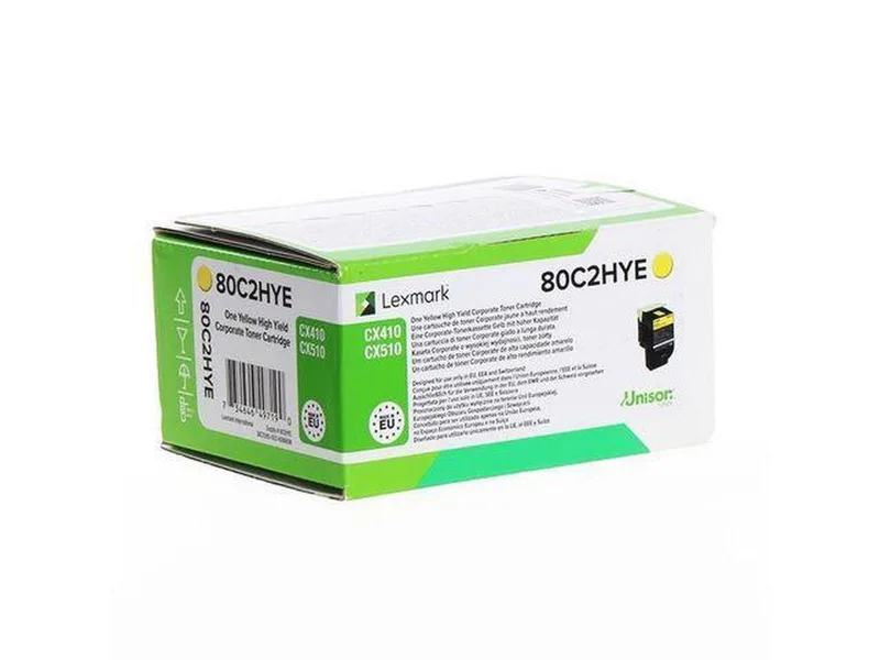 Lexmark 80C2HYE tonercartridge 1 stuk(s) Origineel van Lexmark in Geel – productfoto
