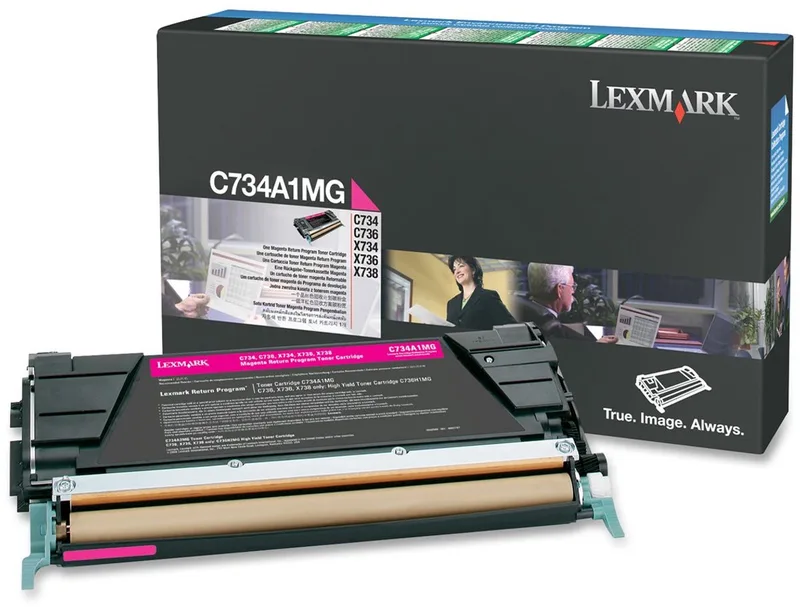 Tonercartridge 0C734A1MG fra Lexmark i Magenta – produktbillede