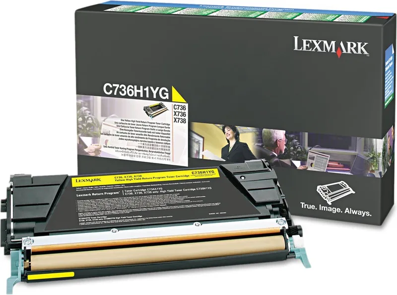 Tonercartridge 0C736H1YG fra Lexmark i Gul – produktbillede