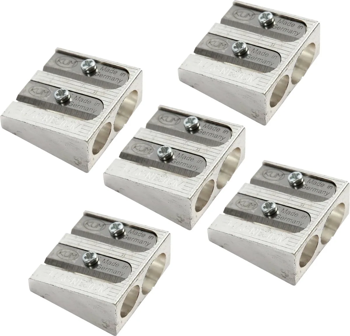 Dubbele puntenslijper - 5x - potloden - metaal - voor dunnen en dikke potloden by Lyra in Silver – product photo