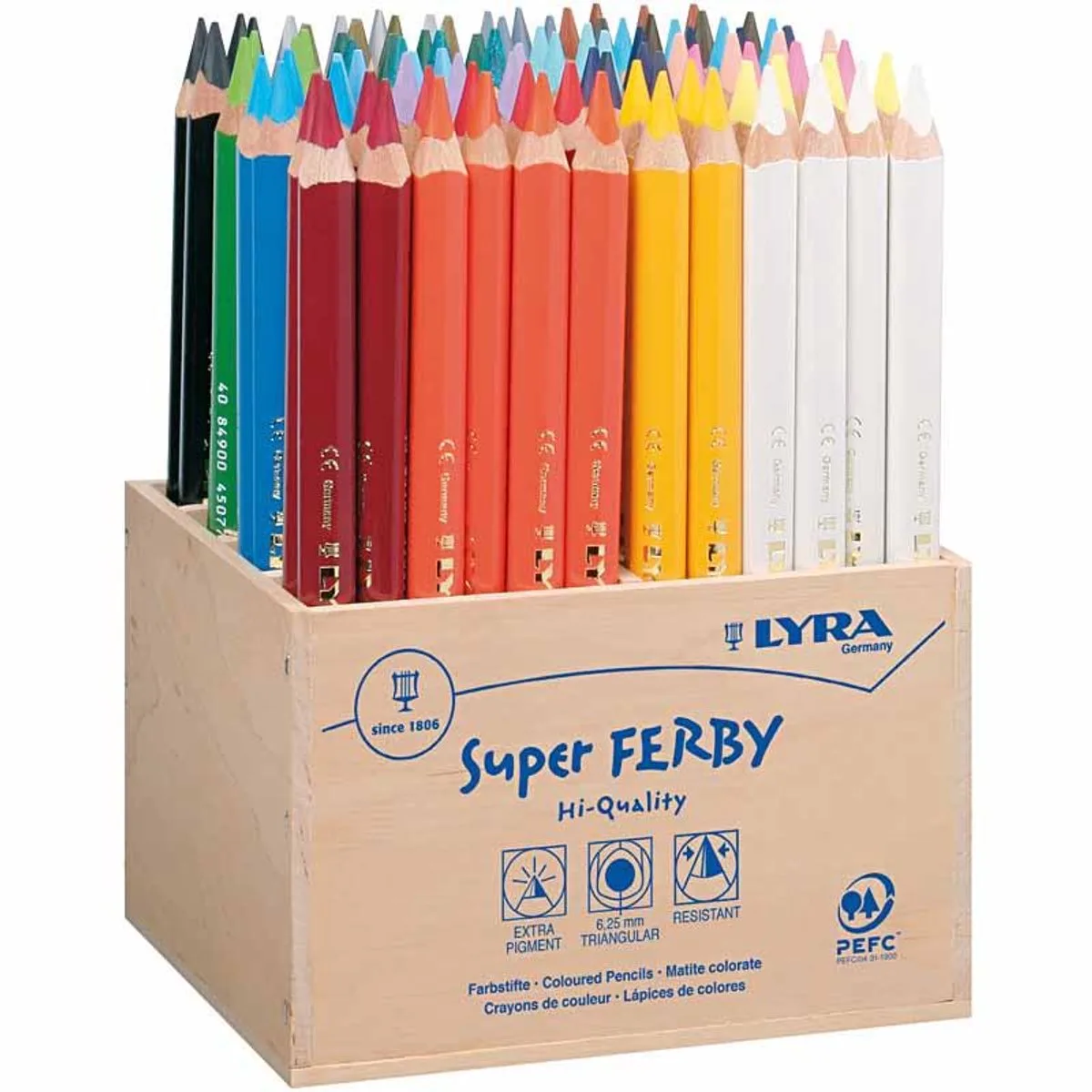 Super Ferby 1 Kleurpotloden l: 18 cm vulling: 6 25 mm 96stuks van Lyra in Diverse kleuren – productfoto