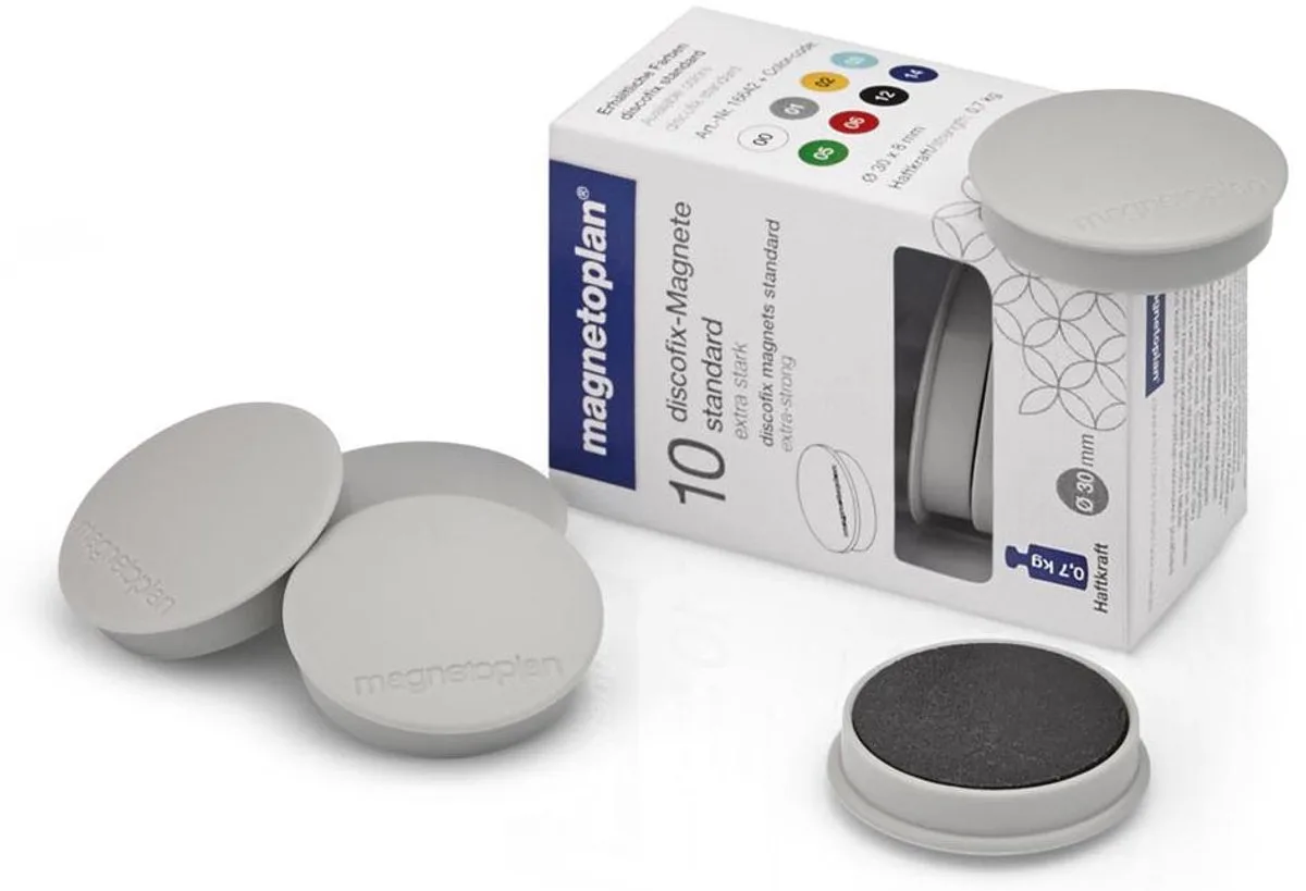 Discofix ronde magneten standard, kleurrijk gesorteerd de Magnetoplan en Bleu – photo produit