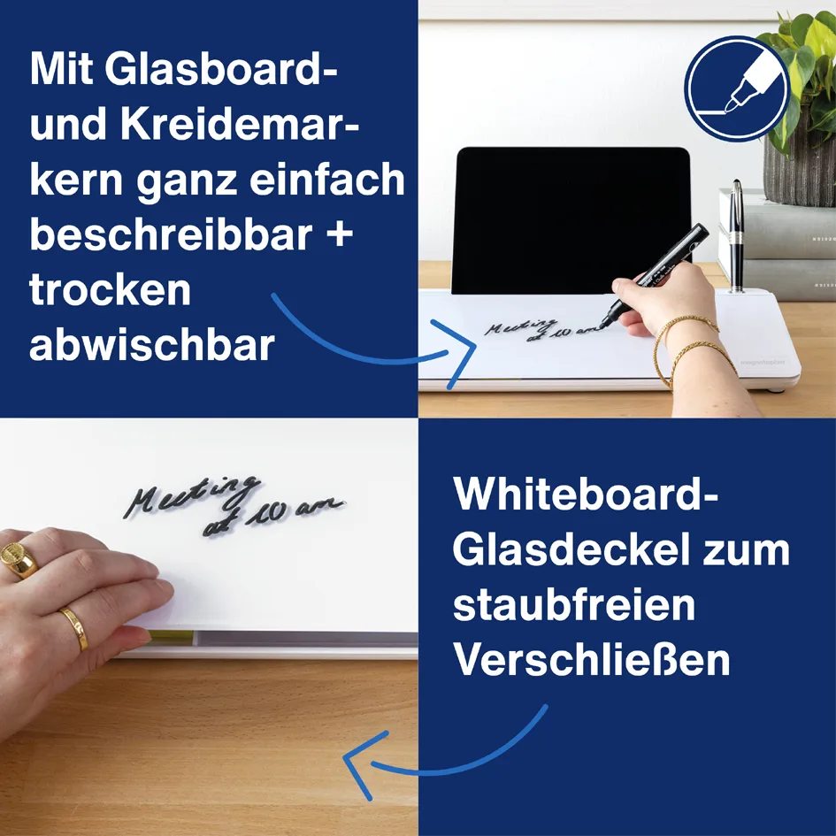 Glasboard Schreibtisch-Organizer, weiß von Magnetoplan – Produktfoto