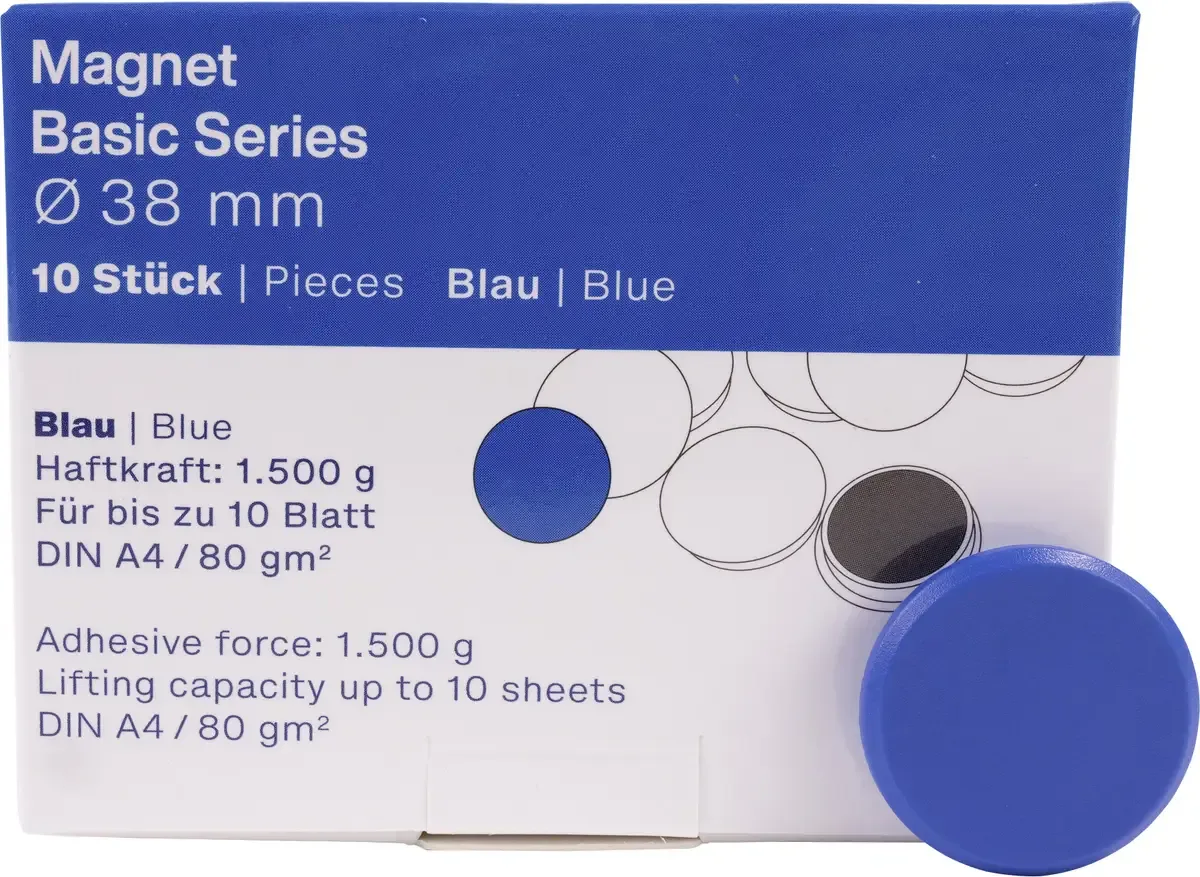 Magneet Basic Serie (Ø) 38 mm Rond 10 stuk(s) 1863803 von Magnetoplan in Blau – Produktfoto