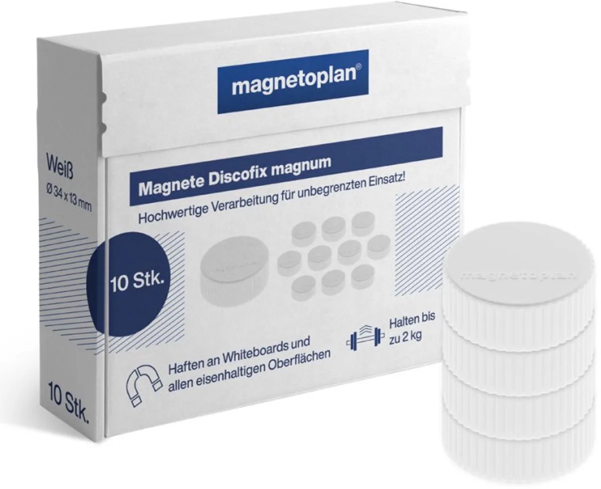 Magneet Discofix Magnum 1660010 34mm assorti 10 st./v... van Magnetoplan in Meerkleurig – productfoto