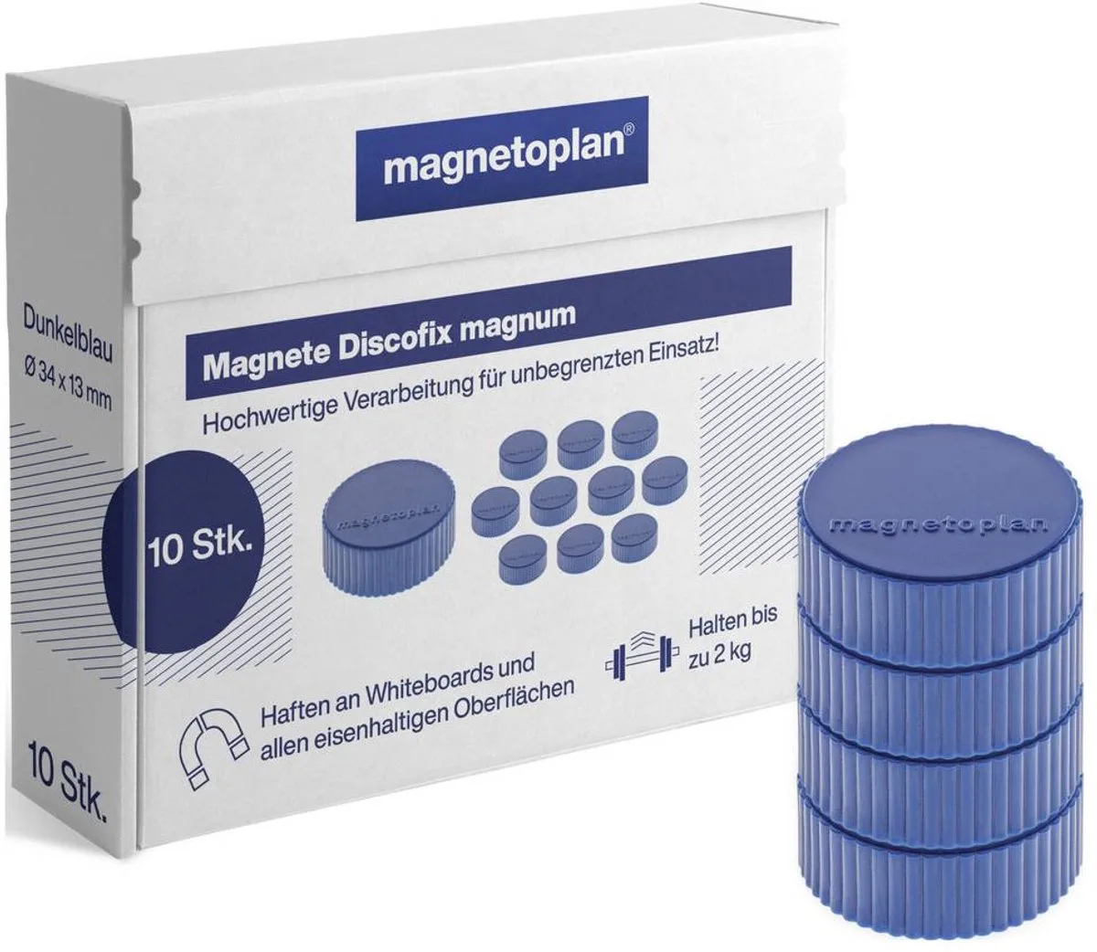 Magneet Discofix Magnum (Ø x h) 34 mm x 13 mm Rond 10 stuk(s) 1660014 von Magnetoplan in Dunkelblau – Produktfoto