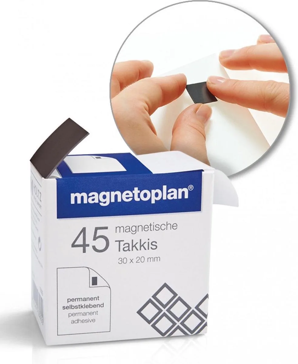 Magneetband (l x b x h) 20 x 30 x 0.75 mm Rechthoekig 45 stuk(s) 15503 fra Magnetoplan i Sort – produktbillede