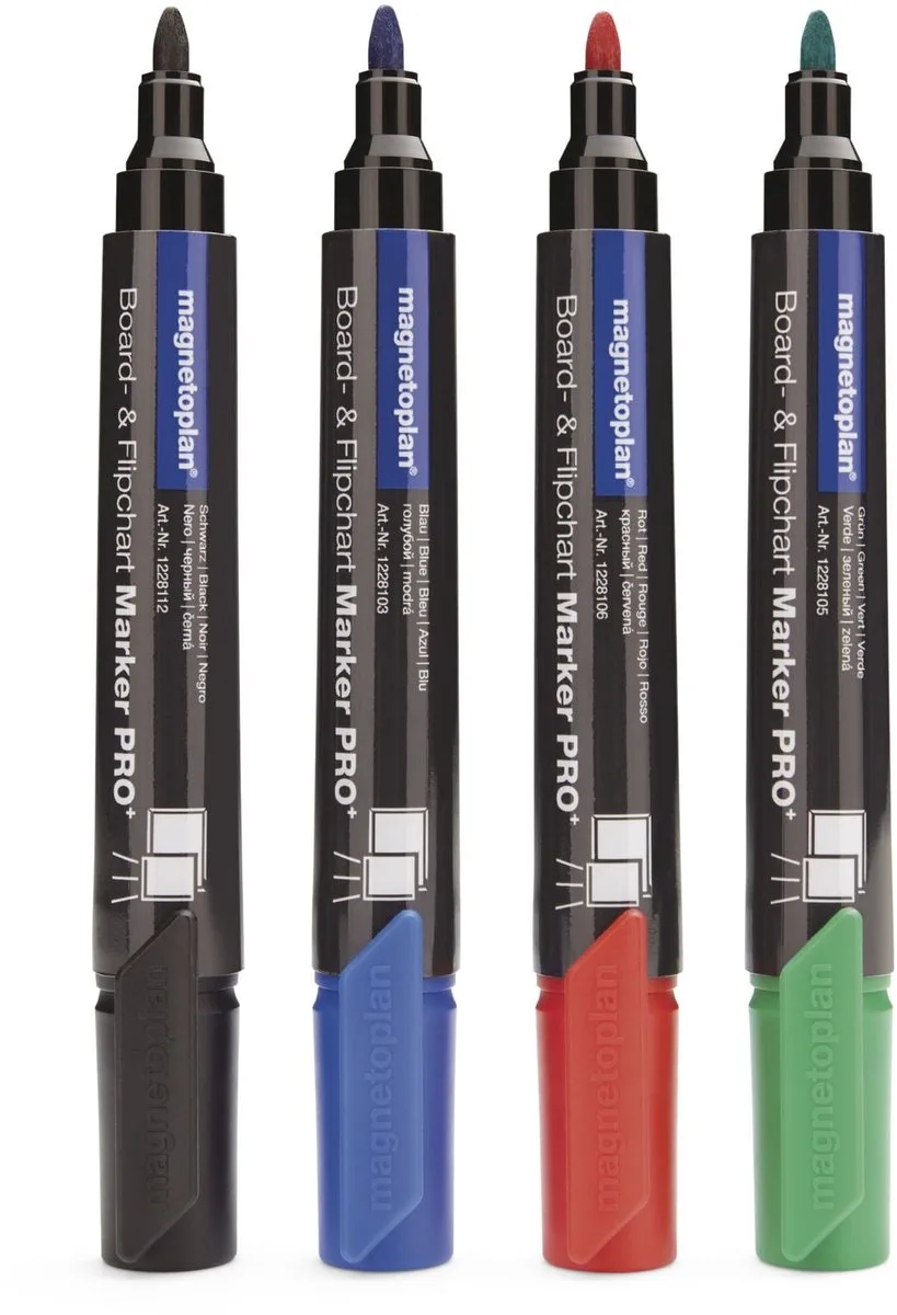 Magnetoplan 12281 markeerstift 4 stuk(s) Zwart, Blauw, Groen, Rood von Magnetoplan in Schwarz, Blau, Grün, Rot – Produktfoto