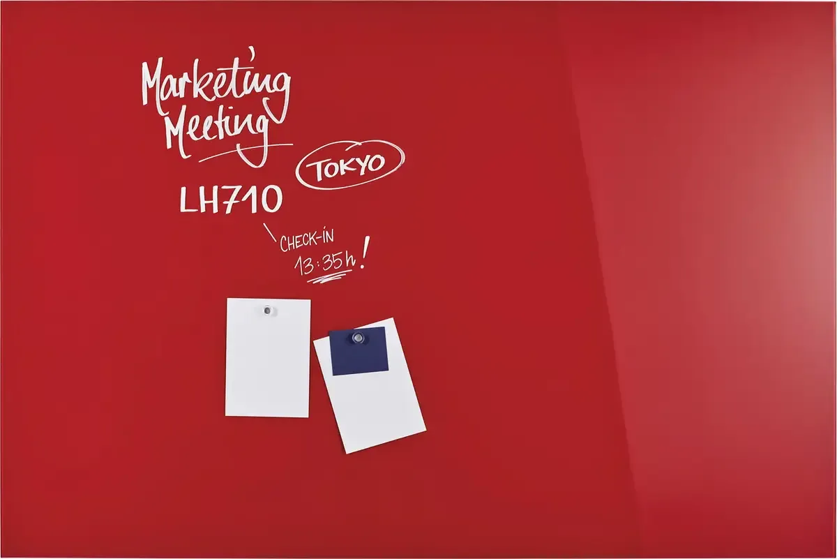 magnetoplan 13408006 Glazen magneetbord (b x h) 1500 mm x 1000 mm by Magnetoplan in Red – product photo