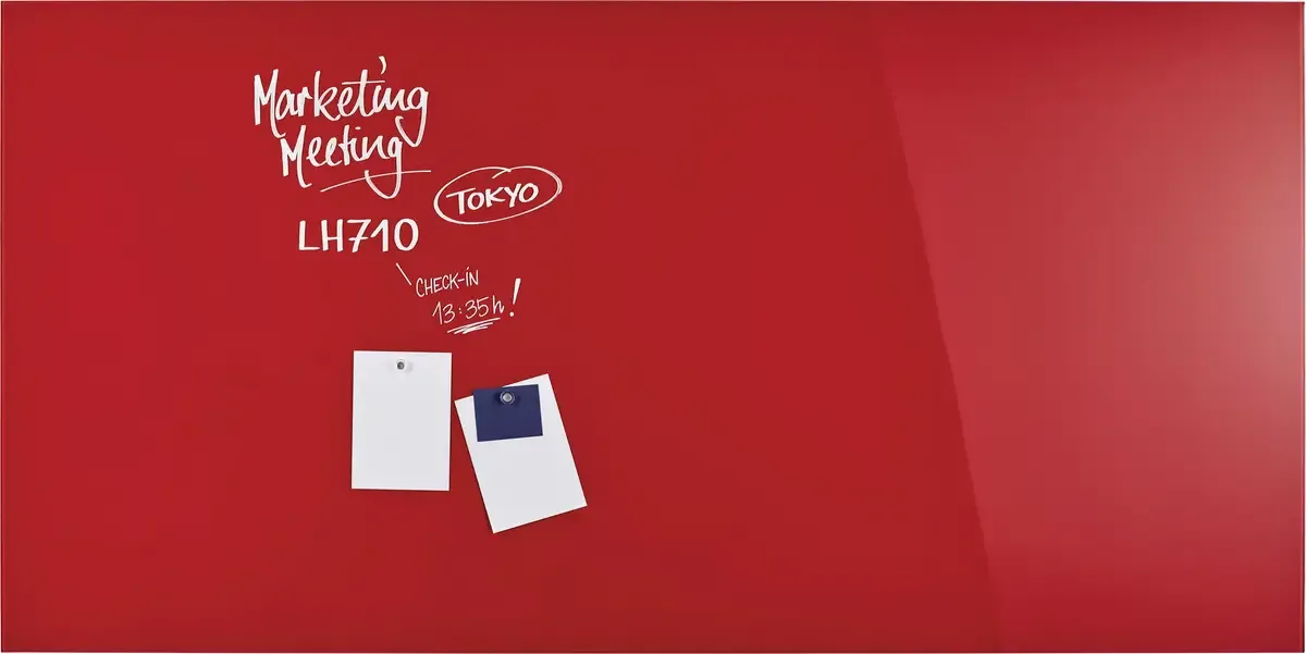 magnetoplan 13409006 Glazen magneetbord (l x b x h) 2000.00 x 1000 x 2000 mm by Magnetoplan in Red – product photo