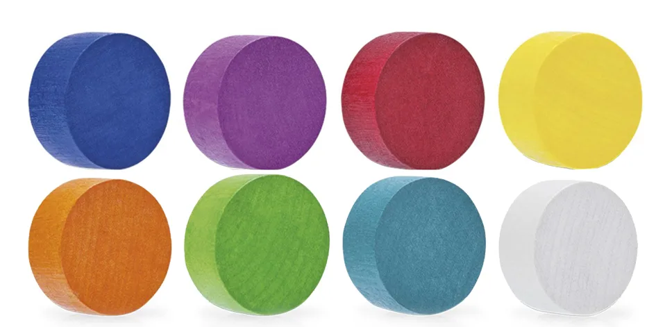 Neodym-Magnete Wood Series Circle, farbig von Magnetoplan – Produktfoto