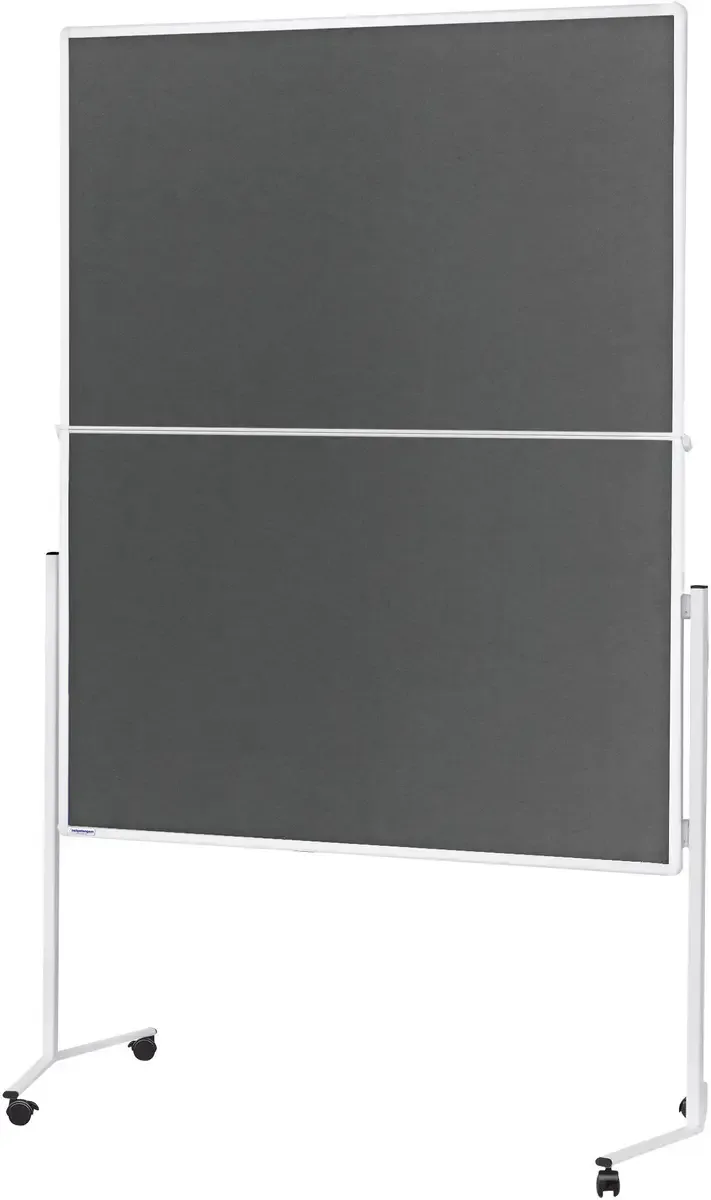 Presentatiebord 2111301 (l x b x h) 1260.00 x 1200 x 1500 mm Vilt Grijs, Wit Tweezijdig te gebruiken, Incl. rollen, Prikbord 2111301 van Magnetoplan in Grijs, Wit – productfoto