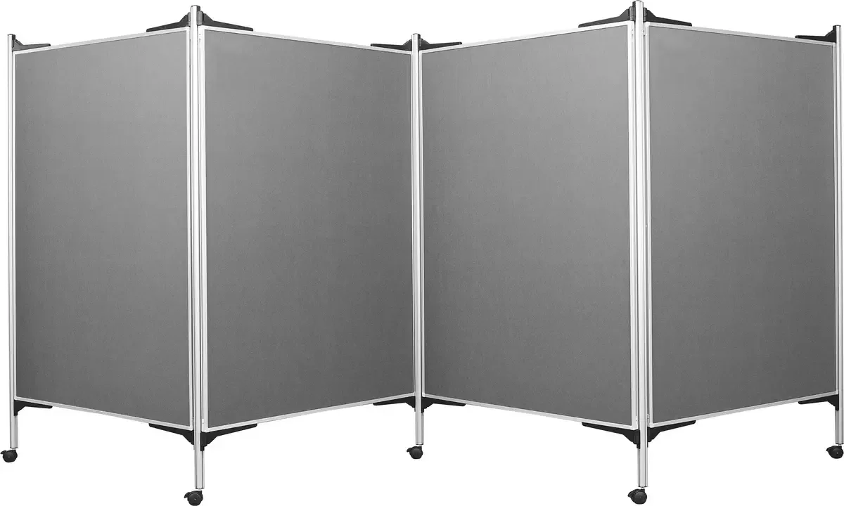 Presentatiewand mobil SET 2 (b x h) 1200 mm x 1500 mm Vilt Tweezijdig te gebruiken, Inklapbaar, Prikbord 1101007 von Magnetoplan in Grau – Produktfoto