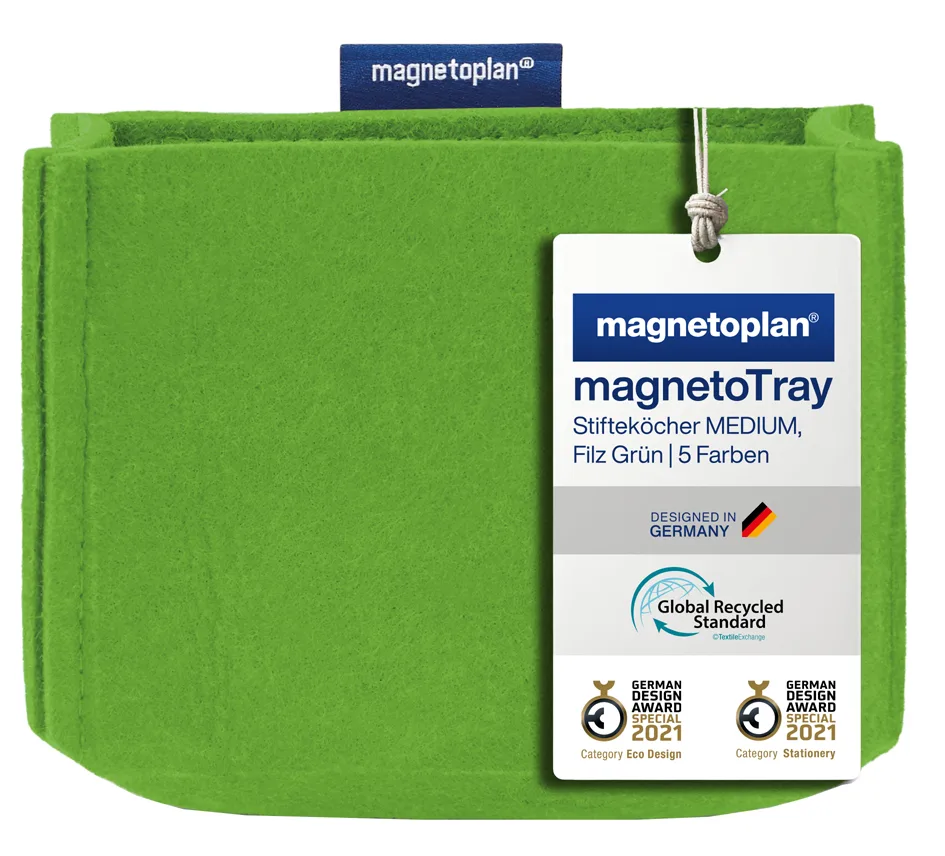 Stifteköcher magnetoTray, medium, grün van Magnetoplan – productfoto