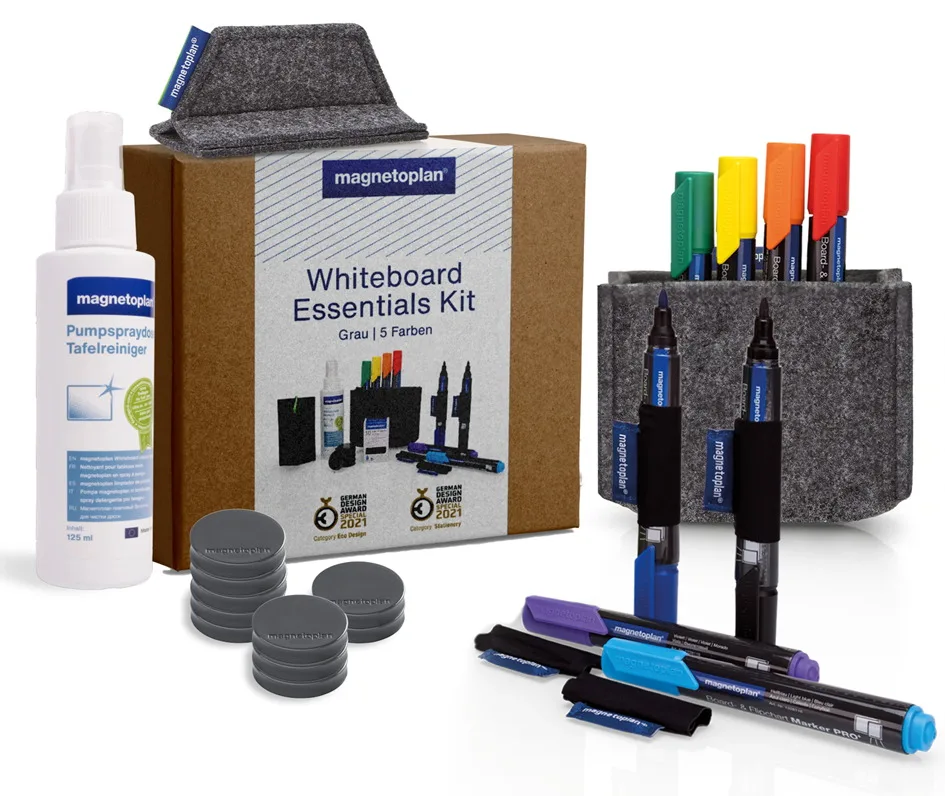 Whiteboard Essentials Kit, grau de Magnetoplan – photo produit