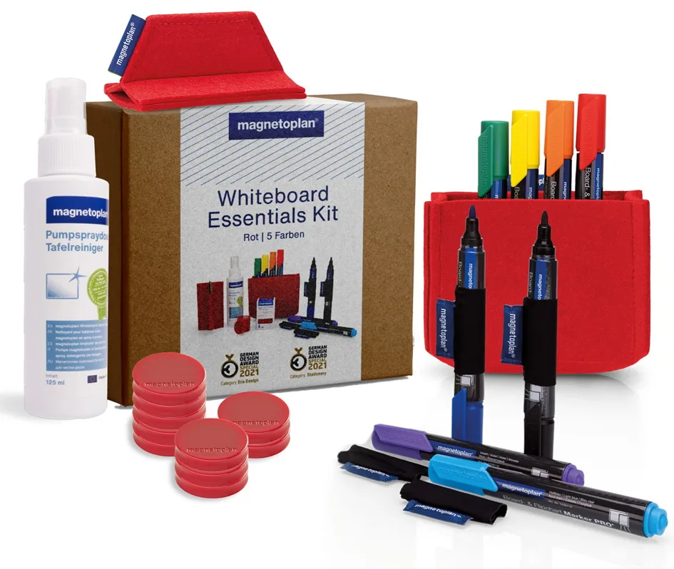 Whiteboard Essentials Kit, rot de Magnetoplan – photo produit
