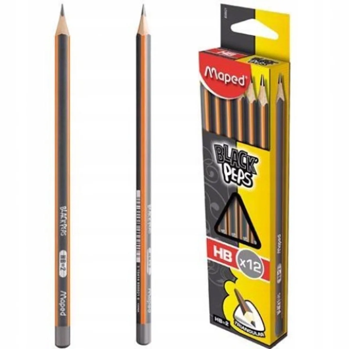 Blackpeps HB Houten Potlood, Zonder Gum, Ergonomisch fra Maped i Sort – produktbillede