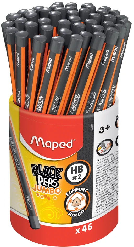 Bleistift BLACK, PEPS JUMBO, Härtegrad: HB, 46er Köcher by Maped – product photo