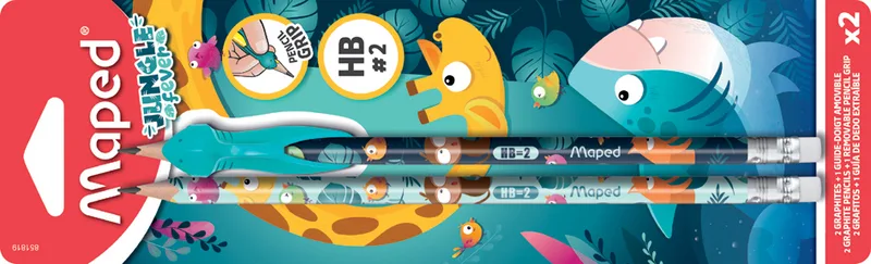 Bleistift JUNGLE FEVER, mit Radierer, HB, 2er Blister van Maped – productfoto