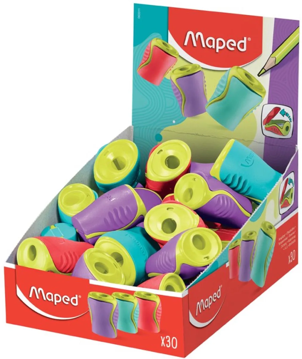 Boogy Puntenslijper met Opvangbakje - 1 Gat från Maped i Mix Kleuren – produktbild