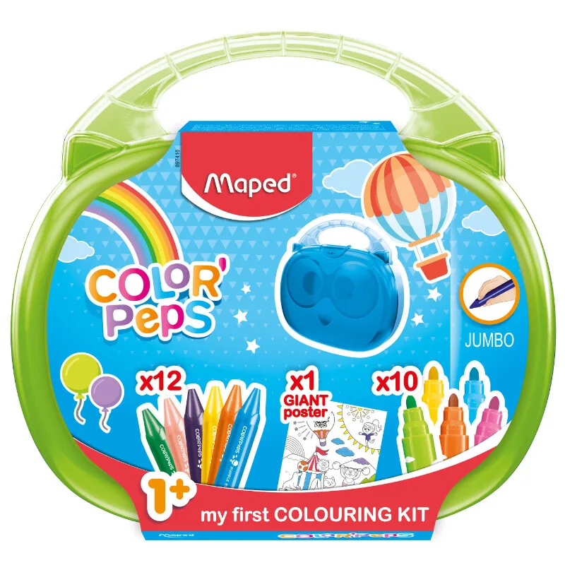 Color'Peps Boîte de Couleurs Stylos Feutres Jumbo Crayons de Cire 1 An+ de Maped – photo produit