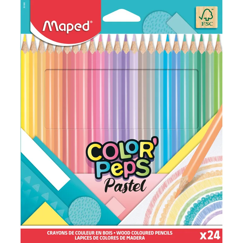 Color'Peps Crayons de Couleur Pastel Bois FSC 24 Couleurs de Maped – photo produit