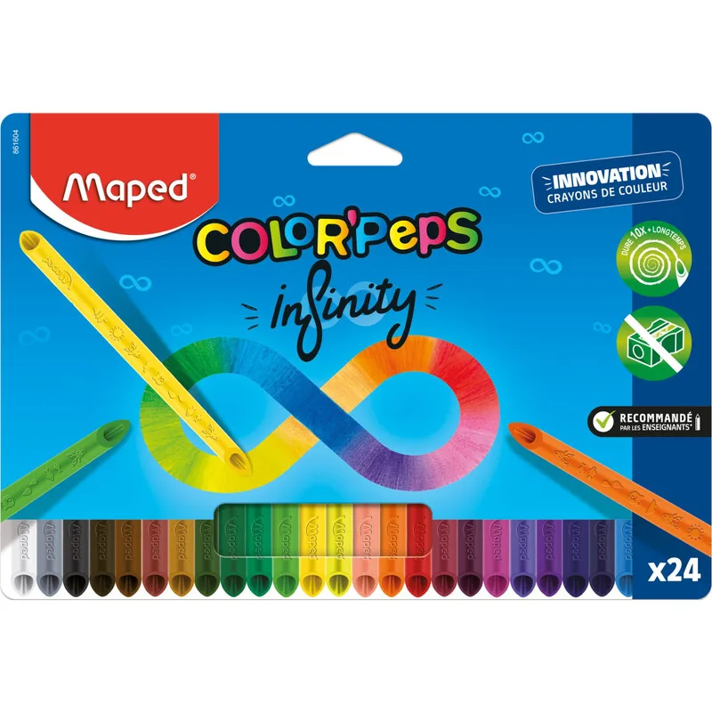 Color'Peps Infinity Crayons de Couleur Triangulaires 24 Couleurs de Maped – photo produit