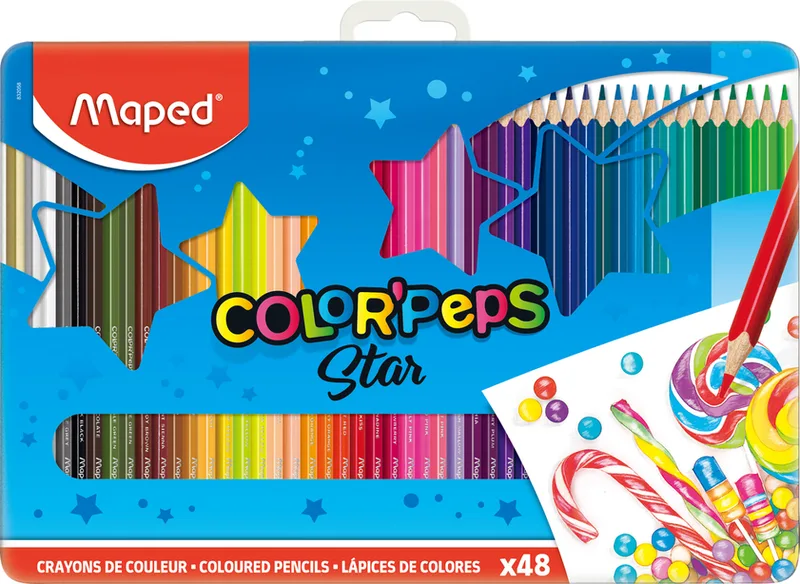 Dreikant-Buntstift COLOR, PEPS, 48er Metalletui de Maped – photo produit