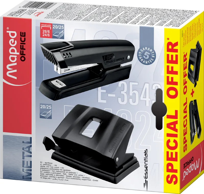 Heftgerät- & Locher-Set Essentials, schwarz från Maped – produktbild