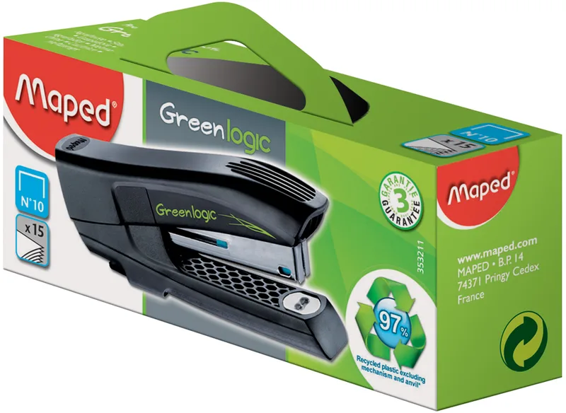 Heftgerät Pocket Nr. 10 Greenlogic, schwarz by Maped – product photo