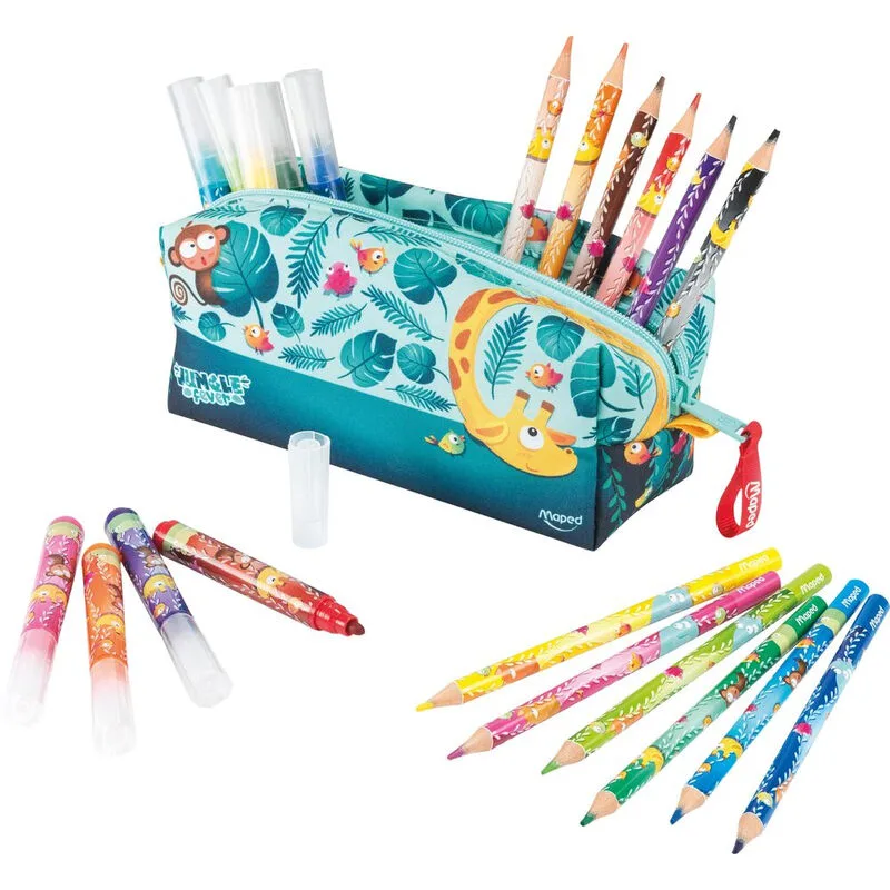 Jungle Fever Trousse 12 Feutres + 12 Crayons de Maped – photo produit