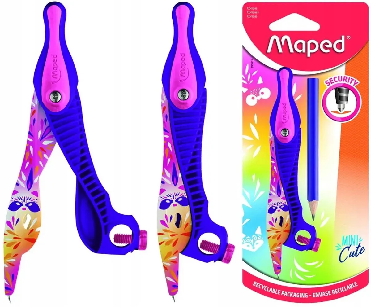 KID'Z MINI CUTE passer met uni inzetstuk - op blisterkaart van Maped – productfoto