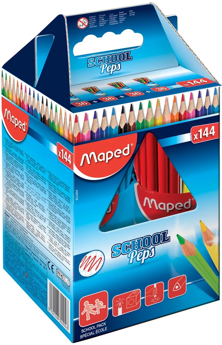 kleurpotlood Color'Peps, 144 potloden (classpack) van Maped – productfoto