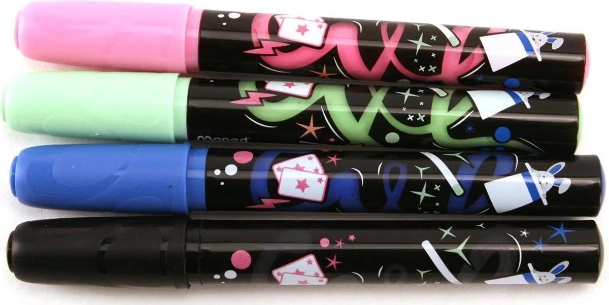 KRIJTMARKER UITWISBAAR - assorti kleuren - in etui x 4 - roze/groen/blauw/zwart de Maped en Noir – photo produit