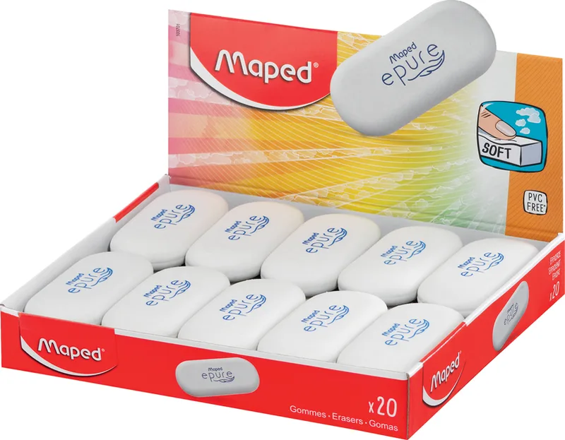 Kunststoff-Radierer Epure, oval, weiß, 20er Display van Maped – productfoto