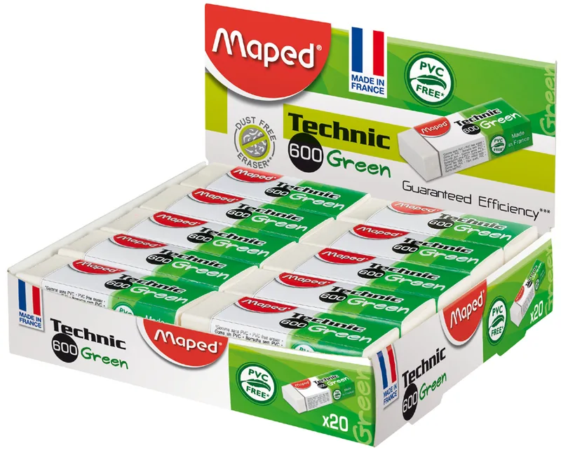 Kunststoff-Radierer Technic 600 Green, 20er Display by Maped – product photo