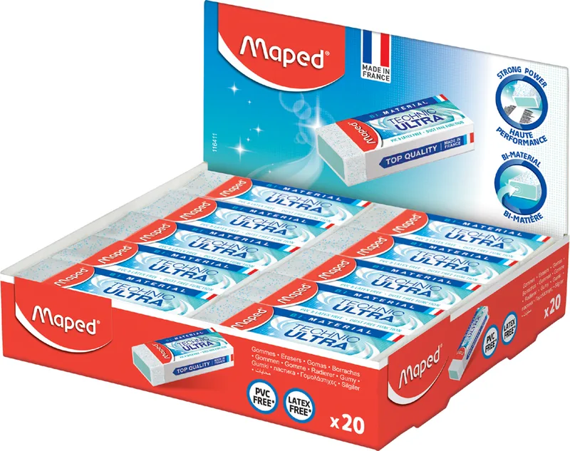 Kunststoff-Radierer Technic Ultra, weiß, 20er Display de Maped – photo produit