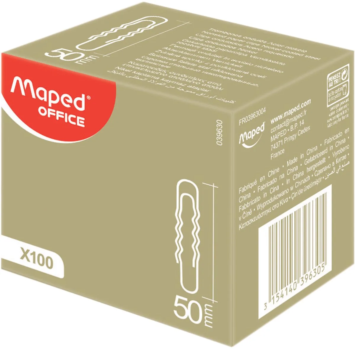 paperclips, vernikkeld, 50 mm, gegolfd, 100 st. von Maped in Silber – Produktfoto