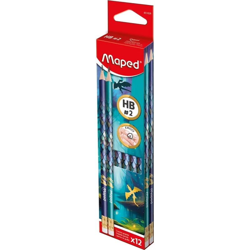Potlood maped dragon hb met gum 12 stuks de Maped – photo produit