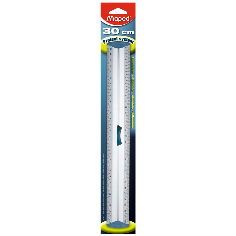 Règle triple décimètre en aluminium 30 cm argent de Maped – photo produit