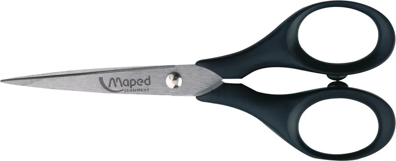 schaar Precise, ft 13 cm, rechts en links, scherpe punt, RVS, zwart, blister van 1 stuk van Maped – productfoto