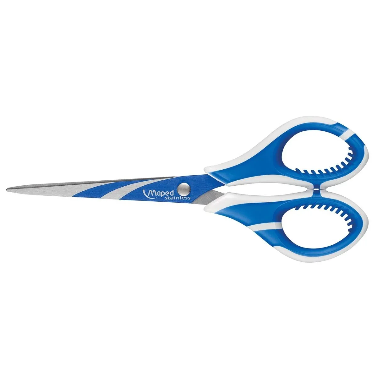 schaar Zenoa fit, ft 17 cm, rechts, ronde punt, RVS, blauw, blister van 1 stuk van Maped – productfoto