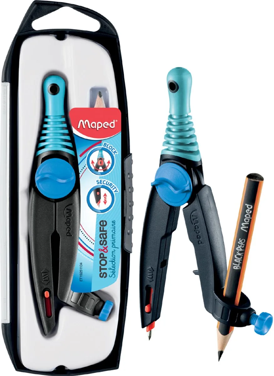 Stop & Safe passer - met inzetstuk+potlood - 3-delig de Maped en Bleu – photo produit