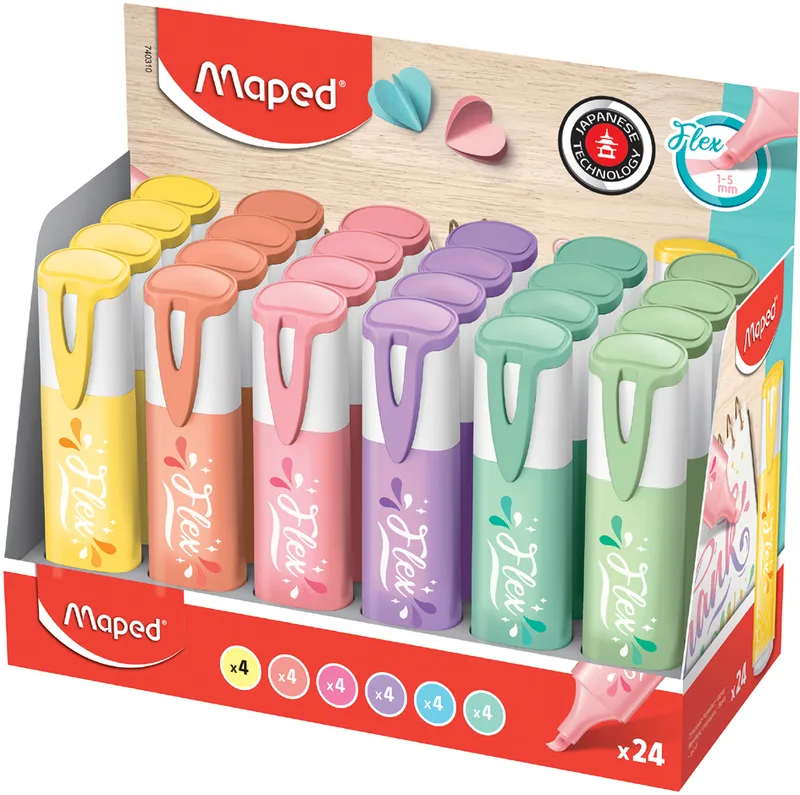 Textmarker FLEX PASTEL, flexible Spitze, 24er Display by Maped – product photo