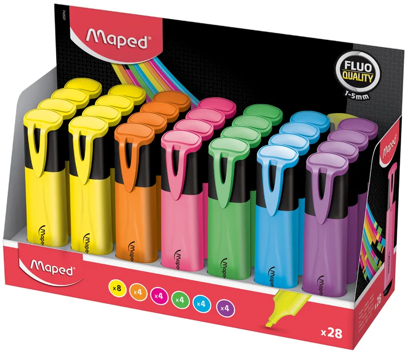 Textmarker FLUO, PEPS Classic, 28er Display de Maped – photo produit