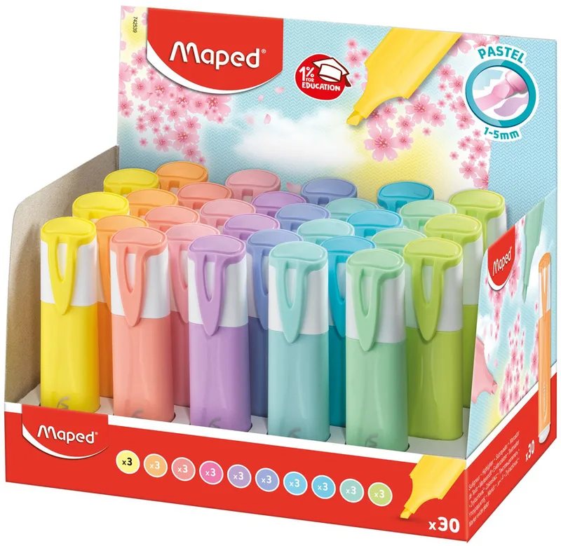 Textmarker FLUO, PEPS PASTEL, 30er Display de Maped – photo produit